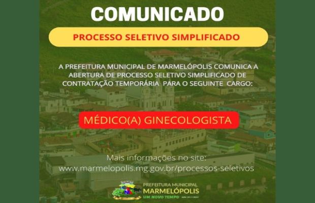 Prefeitura Municipal abre processo seletivo para Médico(a) Ginecologista.