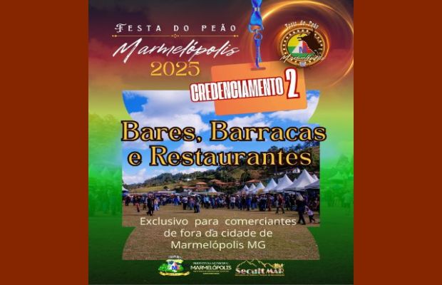 Secretaria de Cultura e Turismo divulga o credenciamento de Barracas para Festa do Peão 2025