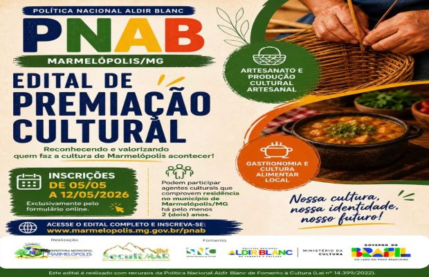 Politica Nacional Aldir Blanc 2026- Edital de Premiação Cultural- Artesanato e Gastronomia.